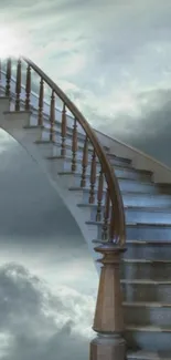 Majestic staircase amidst cloudy sky wallpaper.