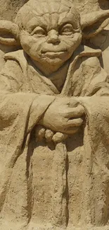 Star Wars sand sculpture with intricate detailing and iconic character design.