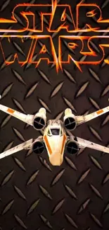 Star Wars themed wallpaper with X-Wing fighter.