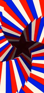 Starburst wallpaper with red, white, and blue striped pattern.
