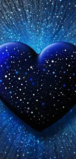 Starlit blue heart with cosmic background