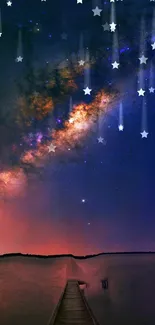 Beautiful galaxy wallpaper with stars in a dark blue sky.