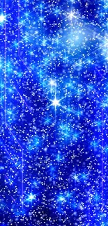 Blue starlit galaxy mobile wallpaper with sparkling stars.