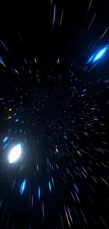 Starlit galaxy warp visual with streaks