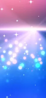 Starlit gradient wallpaper with pink to blue colors and sparkling stars effect.