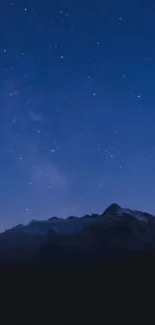 Starry mountain night sky with Milky Way.