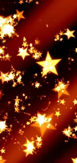 Vibrant starlit wallpaper with golden stars on a deep black background.