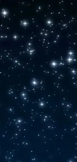 Starlit night sky wallpaper with scattered stars against a deep blue background.