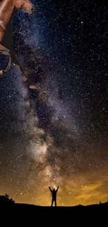 Majestic horse silhouette against starlit sky.