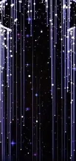 Abstract starlit waterfall in cosmic night.