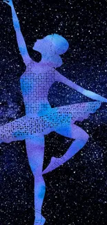 Silhouette of a ballerina with a galaxy background.