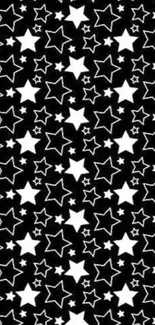 Starry black wallpaper with white stars