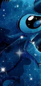 Starry blue creature wallpaper with sparkles.