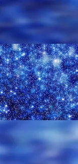 Starry blue galaxy wallpaper with twinkling stars and cosmic design.