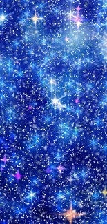 Starry blue galaxy wallpaper with sparkling cosmic stars.