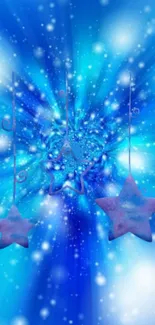 Starry blue galaxy wallpaper with vibrant stars and a cosmic background.