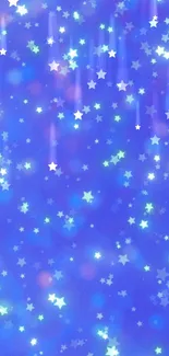 Blue starry mobile wallpaper with celestial night sky design.