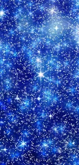 Blue starry night sky wallpaper with sparkling stars