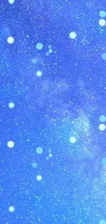 Starry blue night sky wallpaper with shimmering dots.