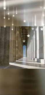 Columns with starry background mobile wallpaper.