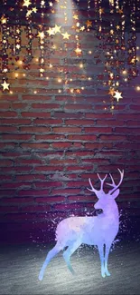 Starry deer with brick wall background.