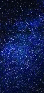 Starry galaxy wallpaper with deep blue hues and twinkling stars.