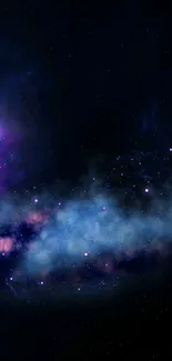 Vibrant galaxy background with stars on a mobile screen.