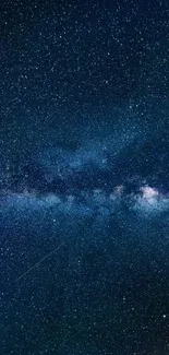 Starry night galaxy wallpaper showcasing a deep blue sky filled with stars.