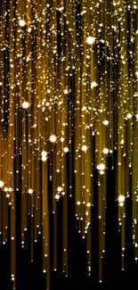 Golden streaks with twinkling stars against a dark background.