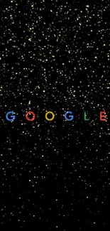 Google logo on a starry black wallpaper, perfect for tech-lovers' mobile screens.