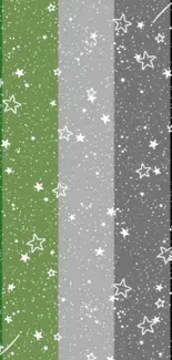 Starry gradient wallpaper with green hues.