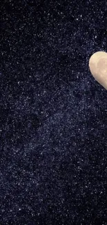 Heart-shaped moon against a starry night sky.