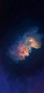 Dark blue nebula with stars in a cosmic scene wallpaper.