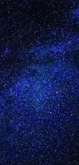 A deep blue starry galaxy wallpaper for mobile screens.