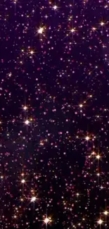 Starry night galaxy wallpaper with purple and pink hues and twinkling stars.