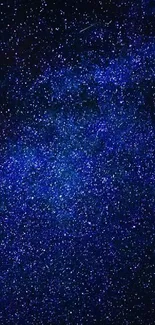 Starry night galaxy wallpaper with vibrant dark blue tones.