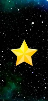 Yellow star on a starry galaxy background wallpaper.