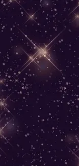 Starry night with glitter effect on dark purple background.