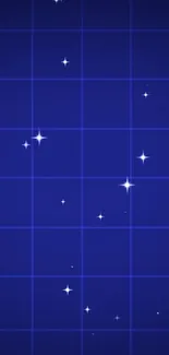 Blue starry night grid wallpaper with white stars.