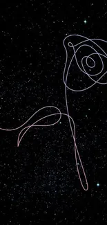 Abstract line art over starry night sky background.