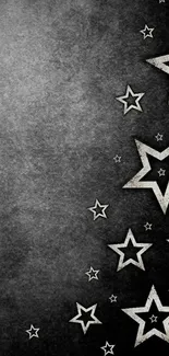 Black and white starry mobile wallpaper with a textured background.