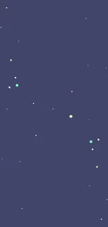 Minimalist starry night wallpaper with dark blue background and colorful specks.