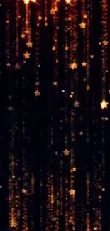 Mobile wallpaper with glowing golden stars on a dark background.