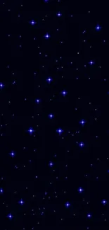 Starry night wallpaper with twinkling blue stars on a dark blue background.