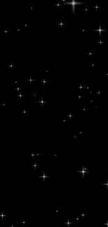 Starry night wallpaper with black background and white stars.