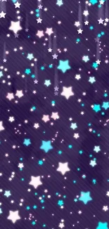 Starry mobile wallpaper with purple background and colorful stars.