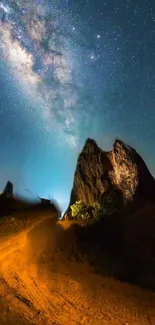 Stunning starry night sky over mountains