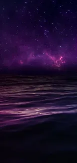 Starry night sky over a purple ocean, perfect for mobile wallpaper.