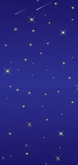 Deep blue wallpaper with golden stars.