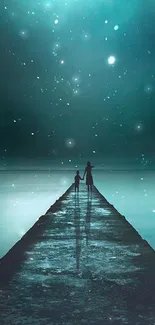 Serene mobile wallpaper of a starry night sky over a tranquil path.